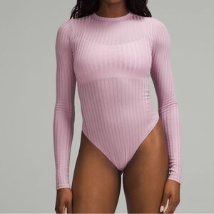 Lululemon Wundermost Ribbed Wool Crewneck bodysuit rose blush. W/O Tags